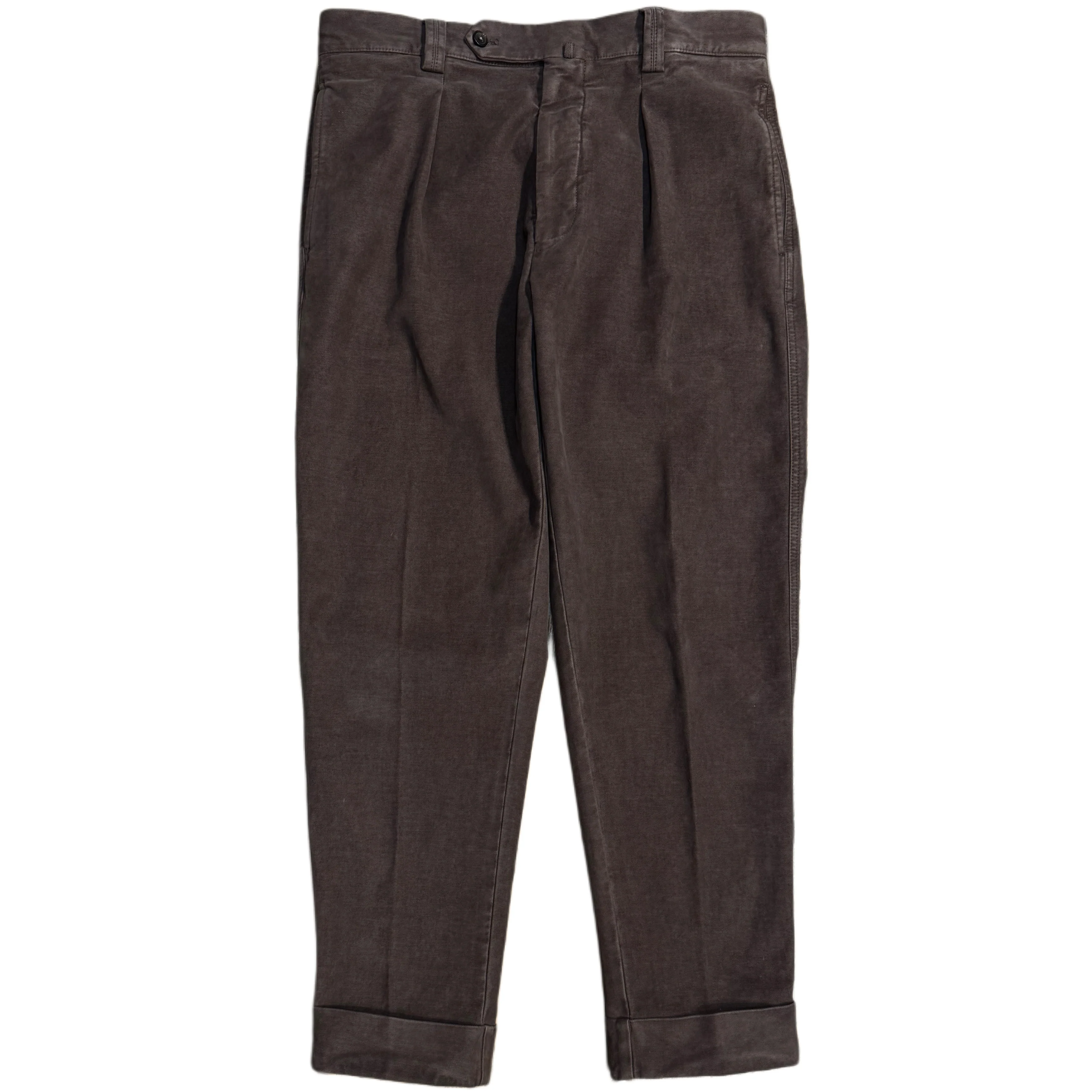 FRESH Camogli Moleskin Pleated Chino Pants In Brown