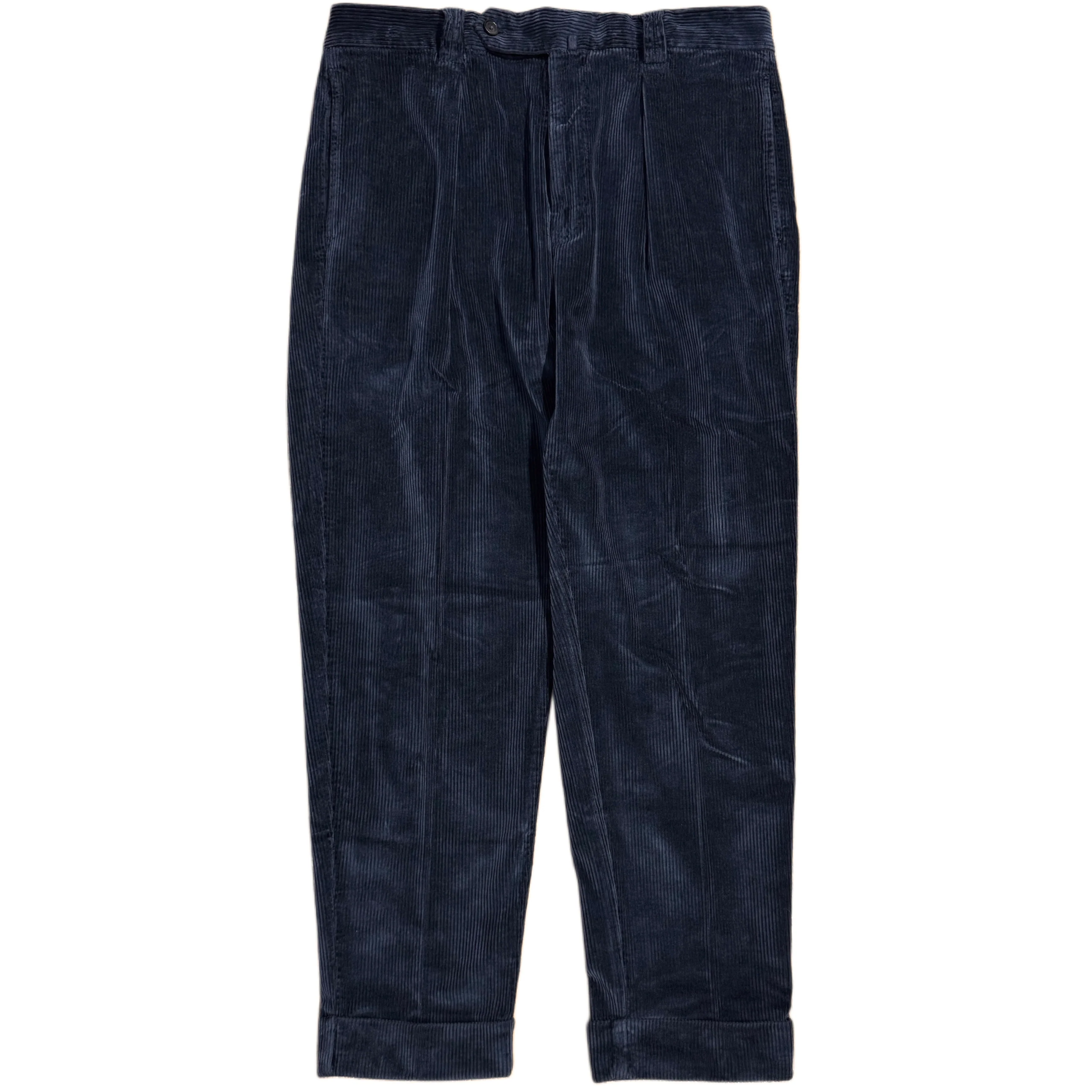 FRESH Camogli Corduroy Pleated Chino Pants In Blue Navy